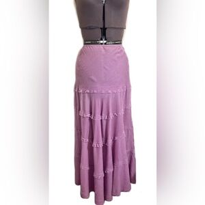 Ideology Velvet Raw Hem Tiered Maxi Skirt 8